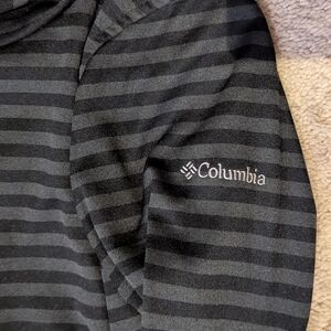 Columbia Black and Gray Striped Cowl Neck Sweater